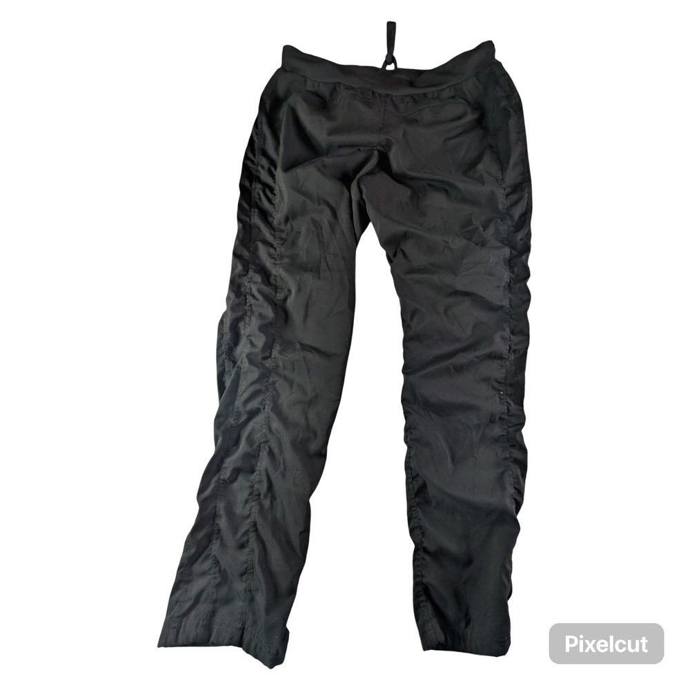 St Johns Bay Womens Large Black Ruched Straight Leg Active Pants Drawstring